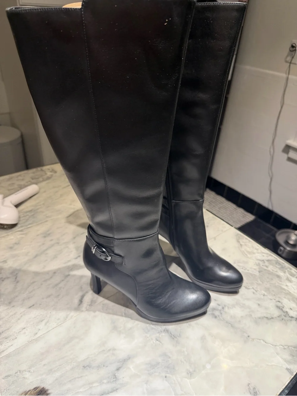 Naturalizer Black Over-the-Knee High Heel Boots wide calf